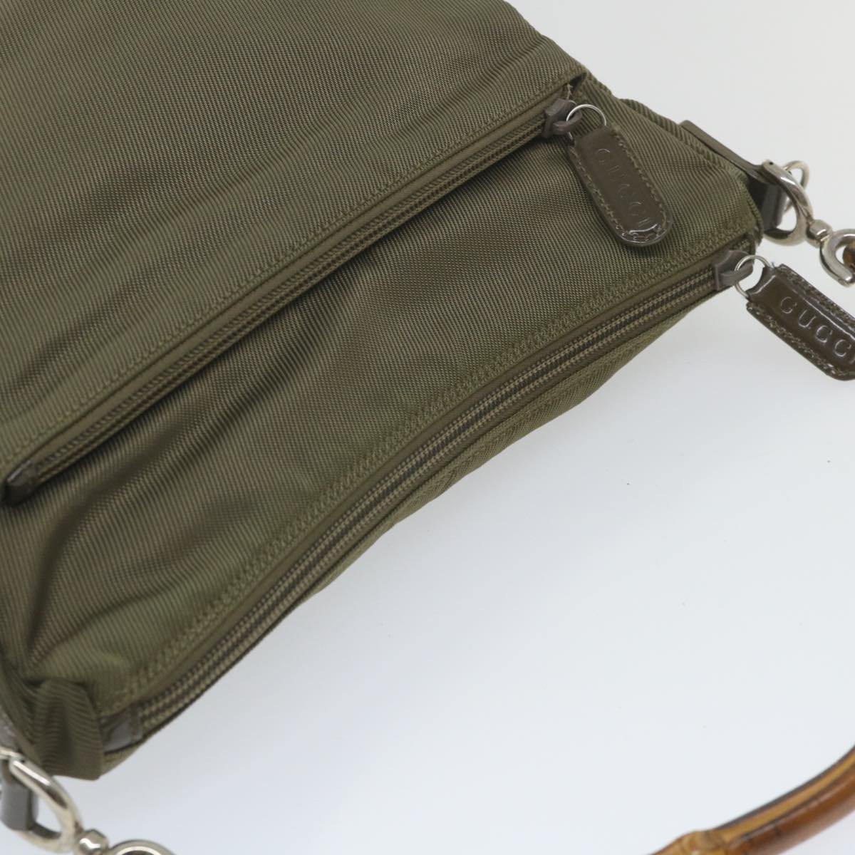 GUCCI Bamboo Shoulder Bag Nylon Khaki 000 0509 200159 ar10785