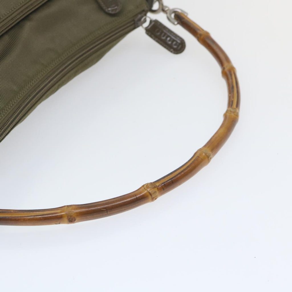 GUCCI Bamboo Shoulder Bag Nylon Khaki 000 0509 200159 ar10785