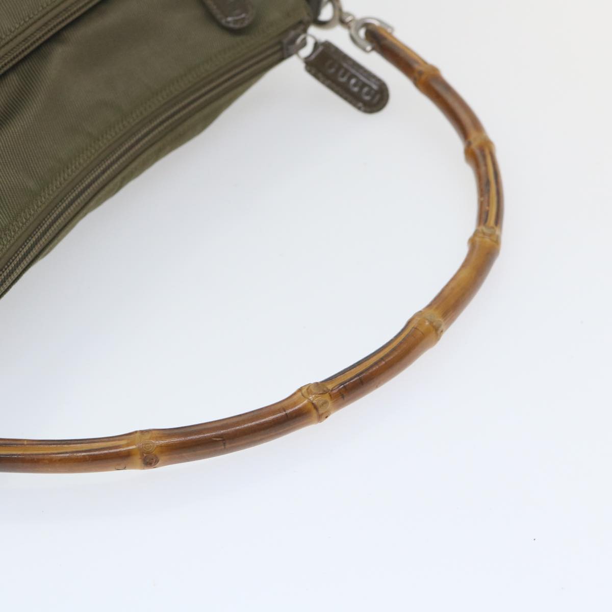 GUCCI Bamboo Shoulder Bag Nylon Khaki 000 0509 200159 ar10785