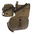 GUCCI GG Canvas Web Sherry Line Shoulder Bag 3Set Beige ar10786