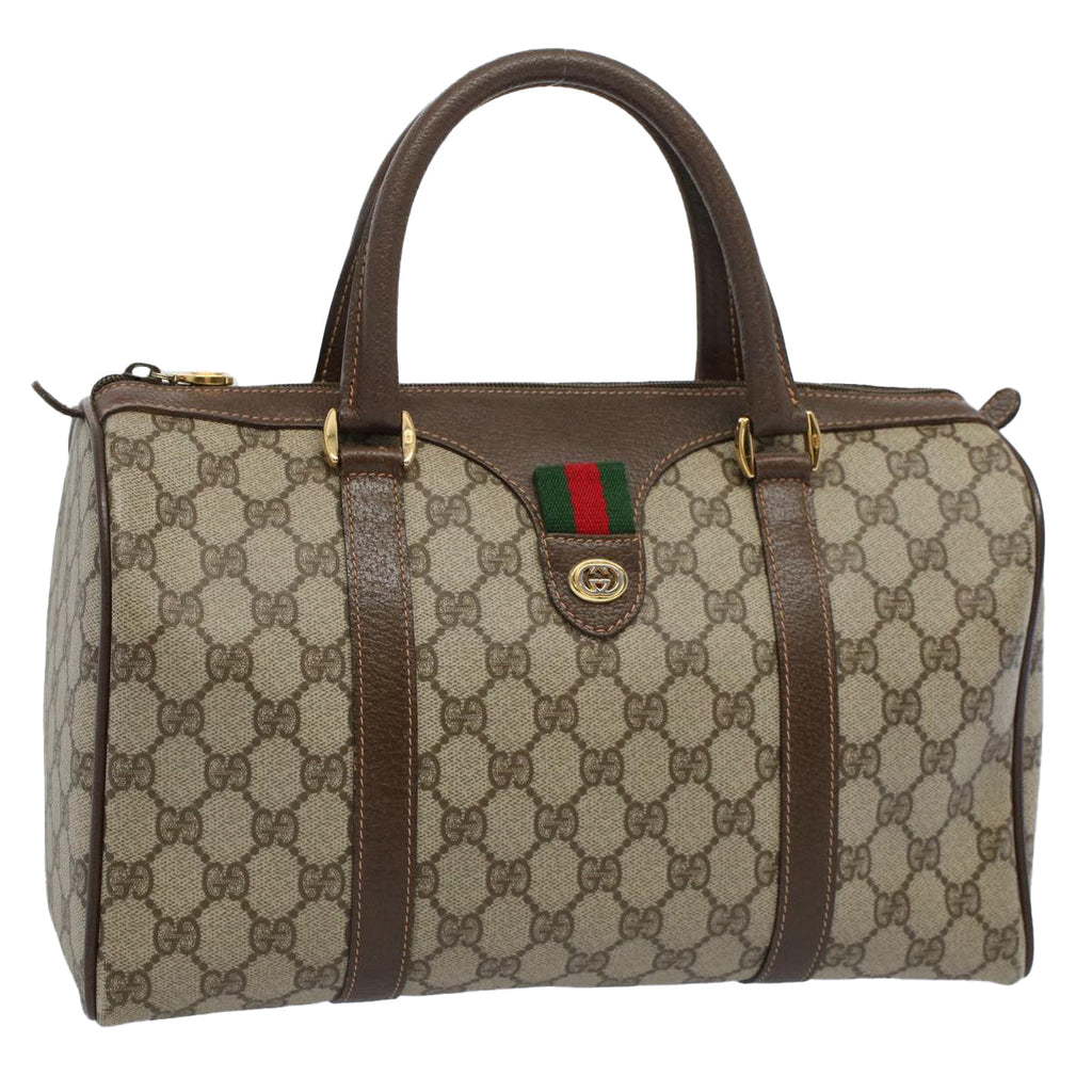 GUCCI GG Supreme Web Sherry Line Boston Bag Beige Red 40 02 007 ar10858