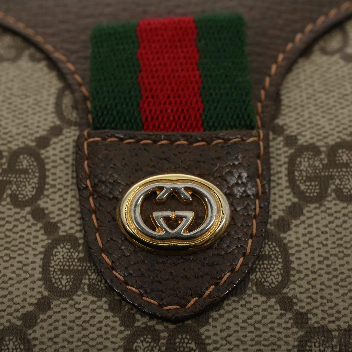 GUCCI GG Supreme Web Sherry Line Boston Bag Beige Red 40 02 007 ar10858