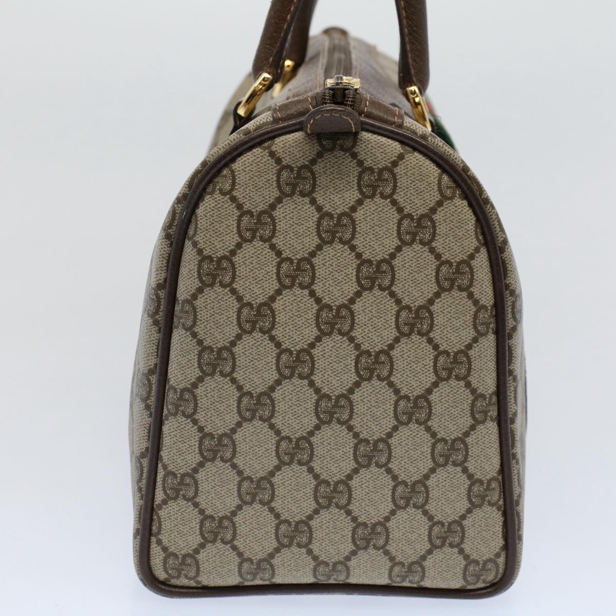 GUCCI GG Supreme Web Sherry Line Boston Bag Beige Red 40 02 007 ar10858