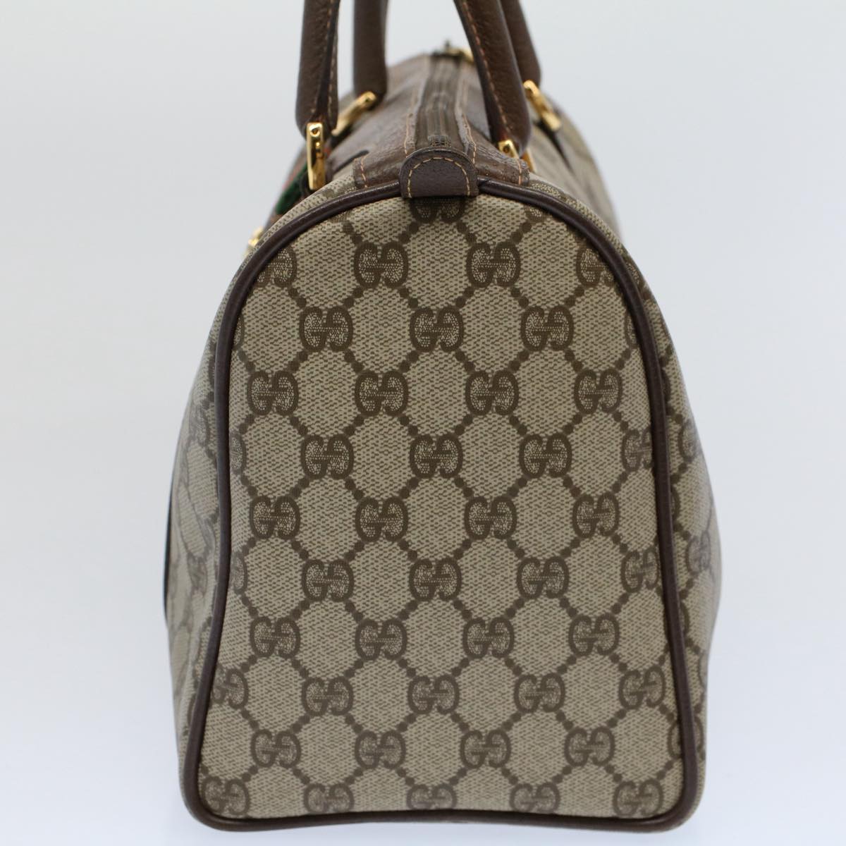 GUCCI GG Supreme Web Sherry Line Boston Bag Beige Red 40 02 007 ar10858