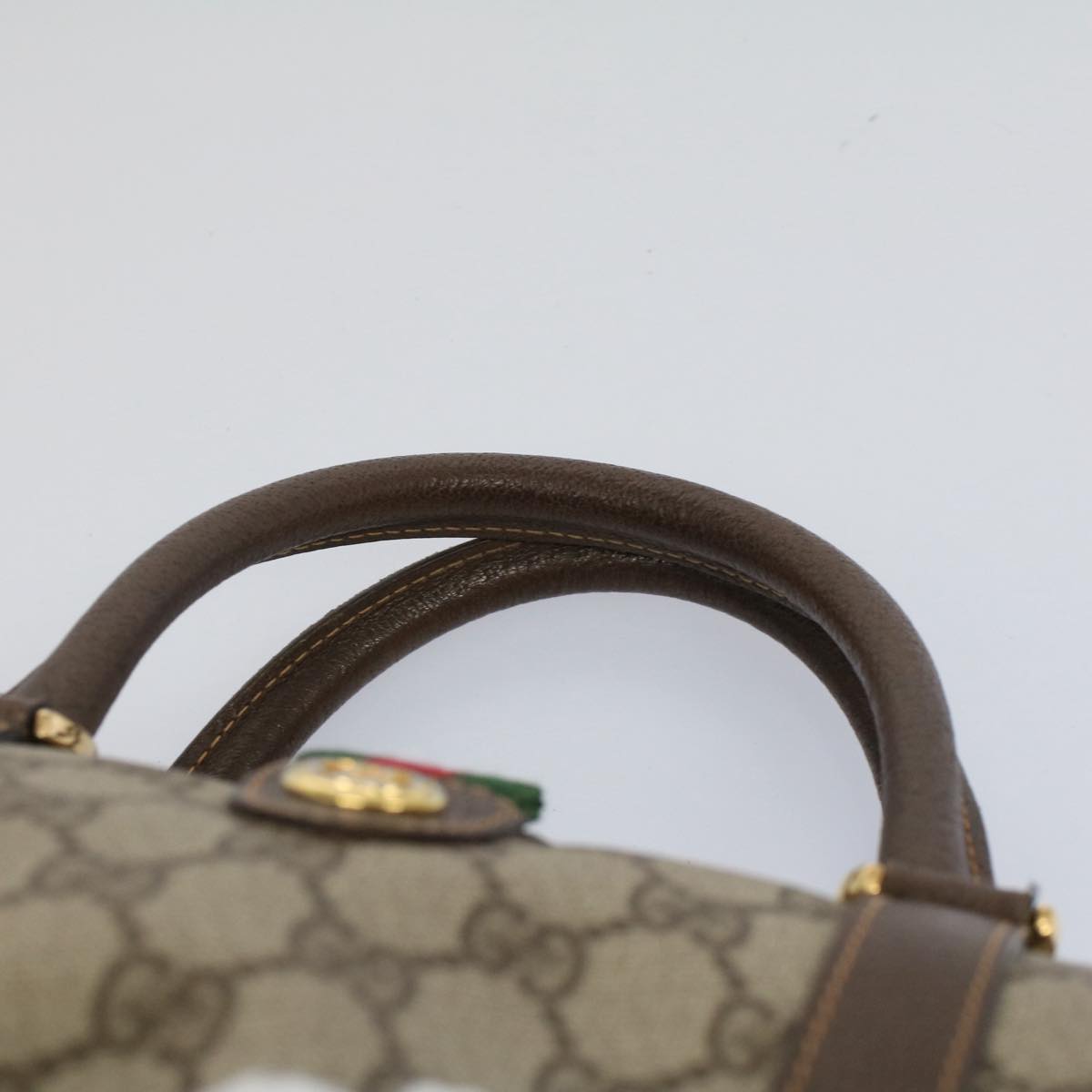 GUCCI GG Supreme Web Sherry Line Boston Bag Beige Red 40 02 007 ar10858