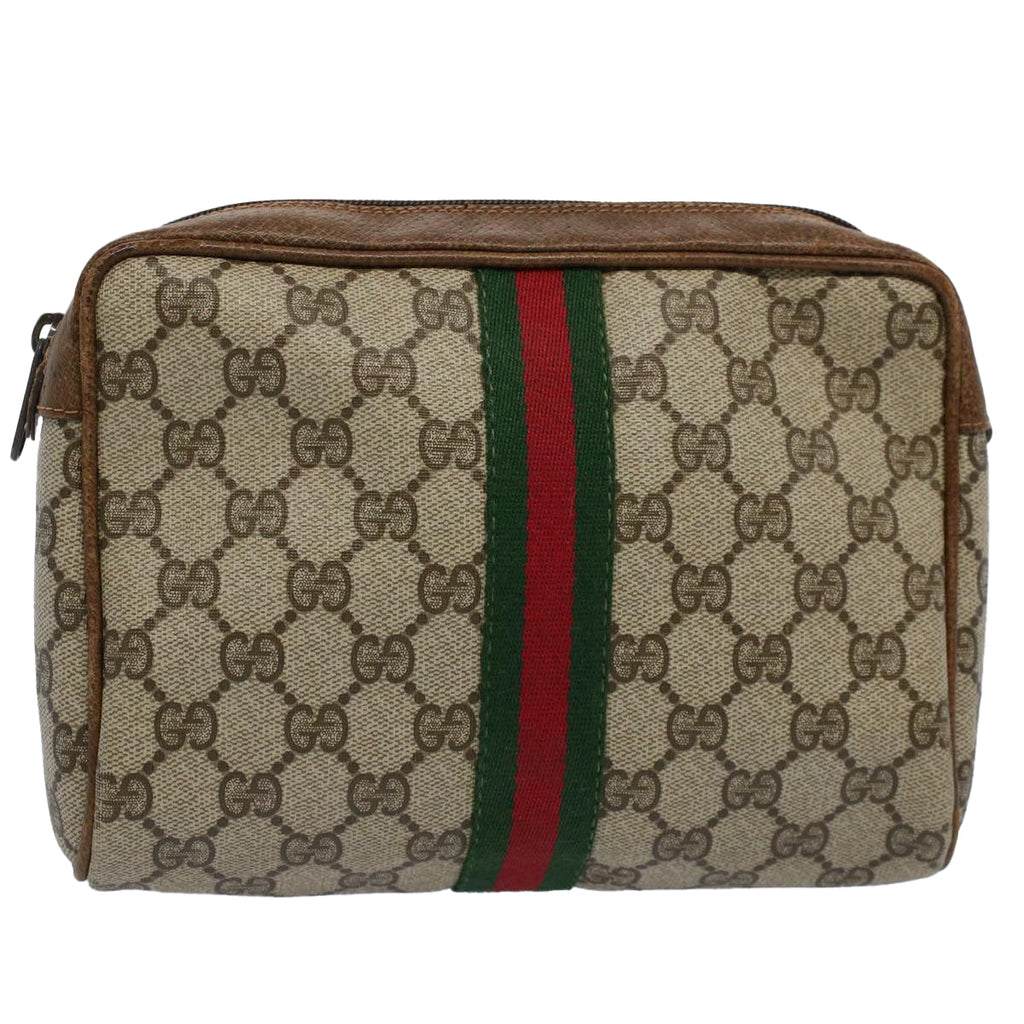 GUCCI GG Supreme Web Sherry Line Clutch Bag Beige Red Green 98 69 ar10859