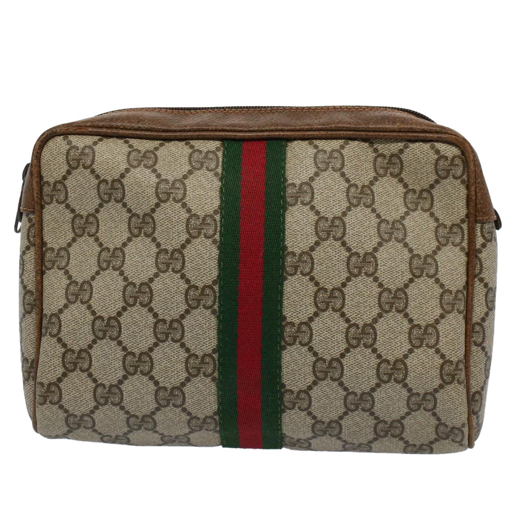 GUCCI GG Supreme Web Sherry Line Clutch Bag Beige Red Green 98 69 ar10859