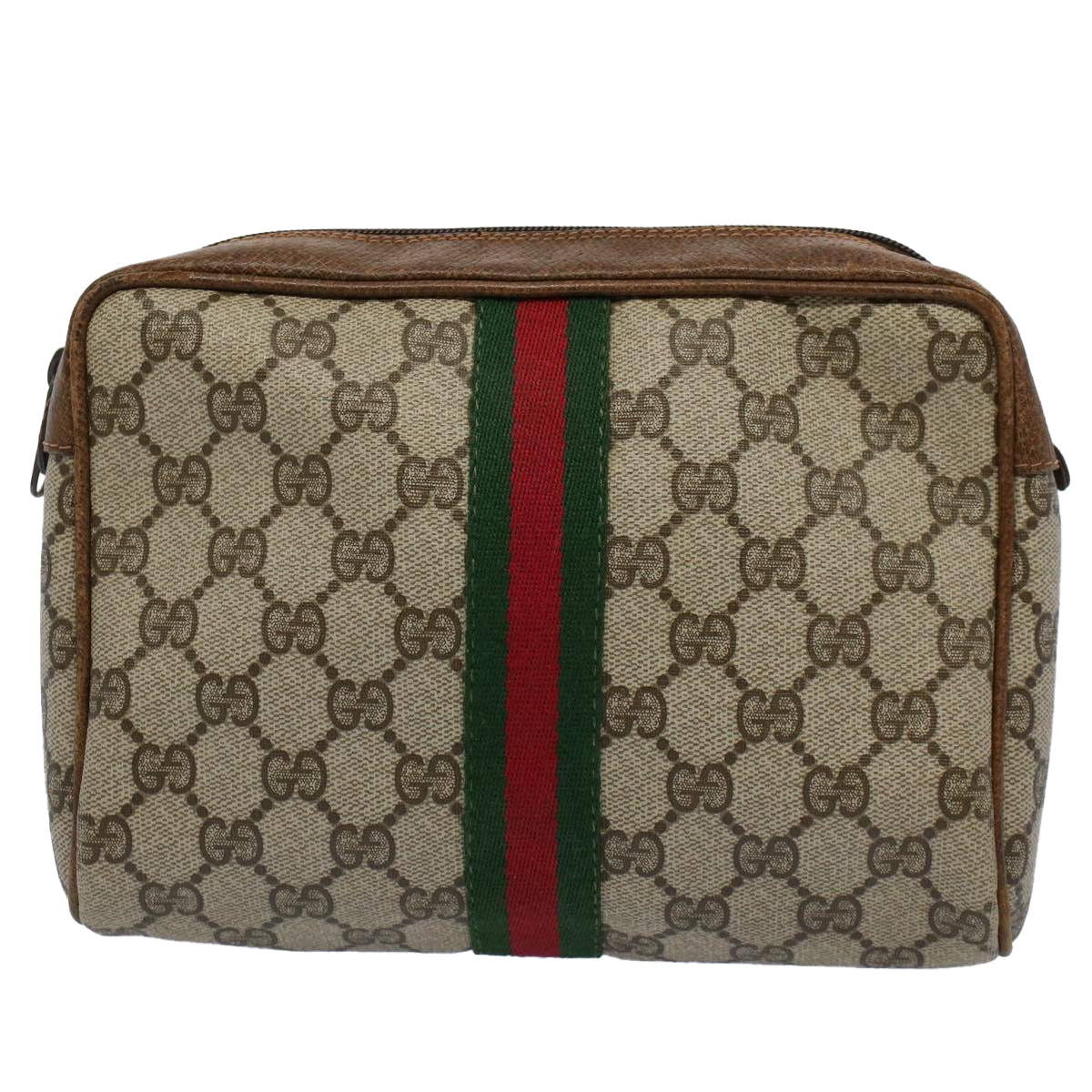 GUCCI GG Supreme Web Sherry Line Clutch Bag Beige Red Green 98 69 ar10859