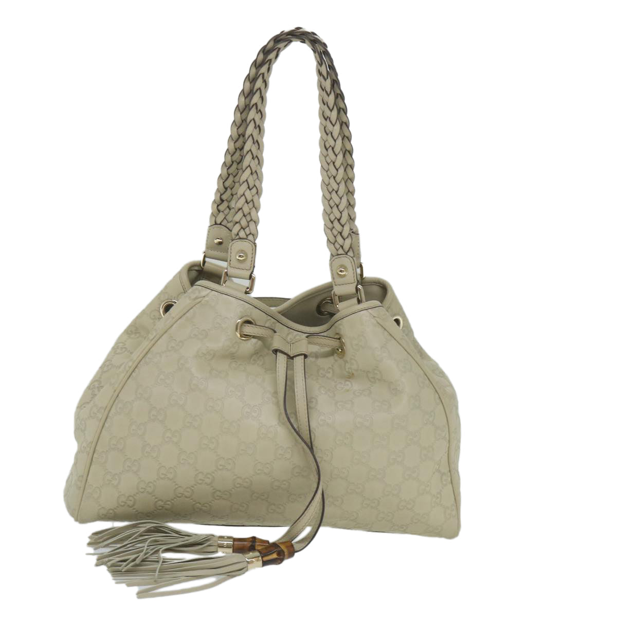 GUCCI GG Canvas Guccissima Shoulder Bag White 170582 ar10868