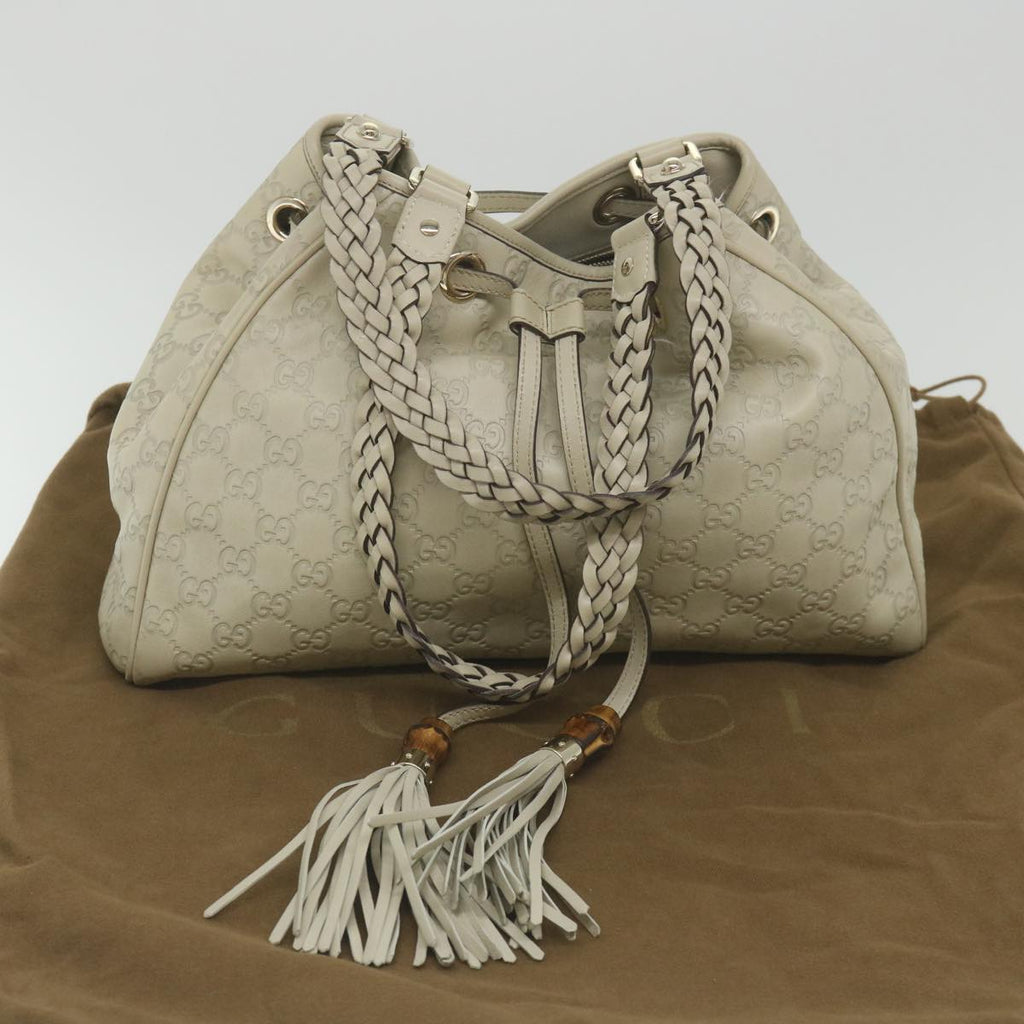 GUCCI GG Canvas Guccissima Shoulder Bag White 170582 ar10868