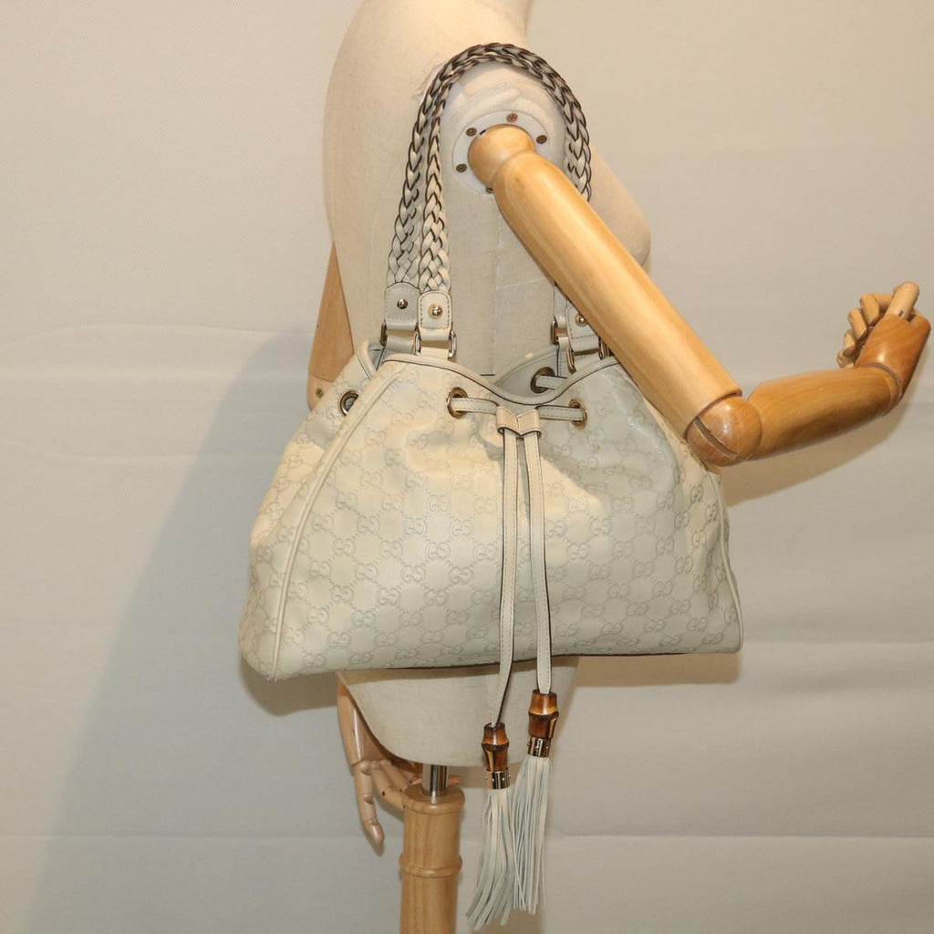 GUCCI GG Canvas Guccissima Shoulder Bag White 170582 ar10868
