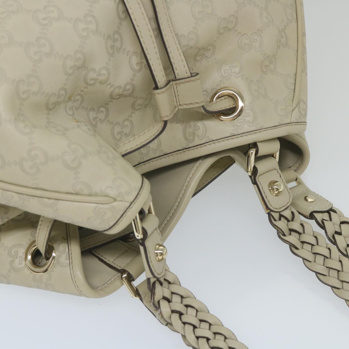 GUCCI GG Canvas Guccissima Shoulder Bag White 170582 ar10868