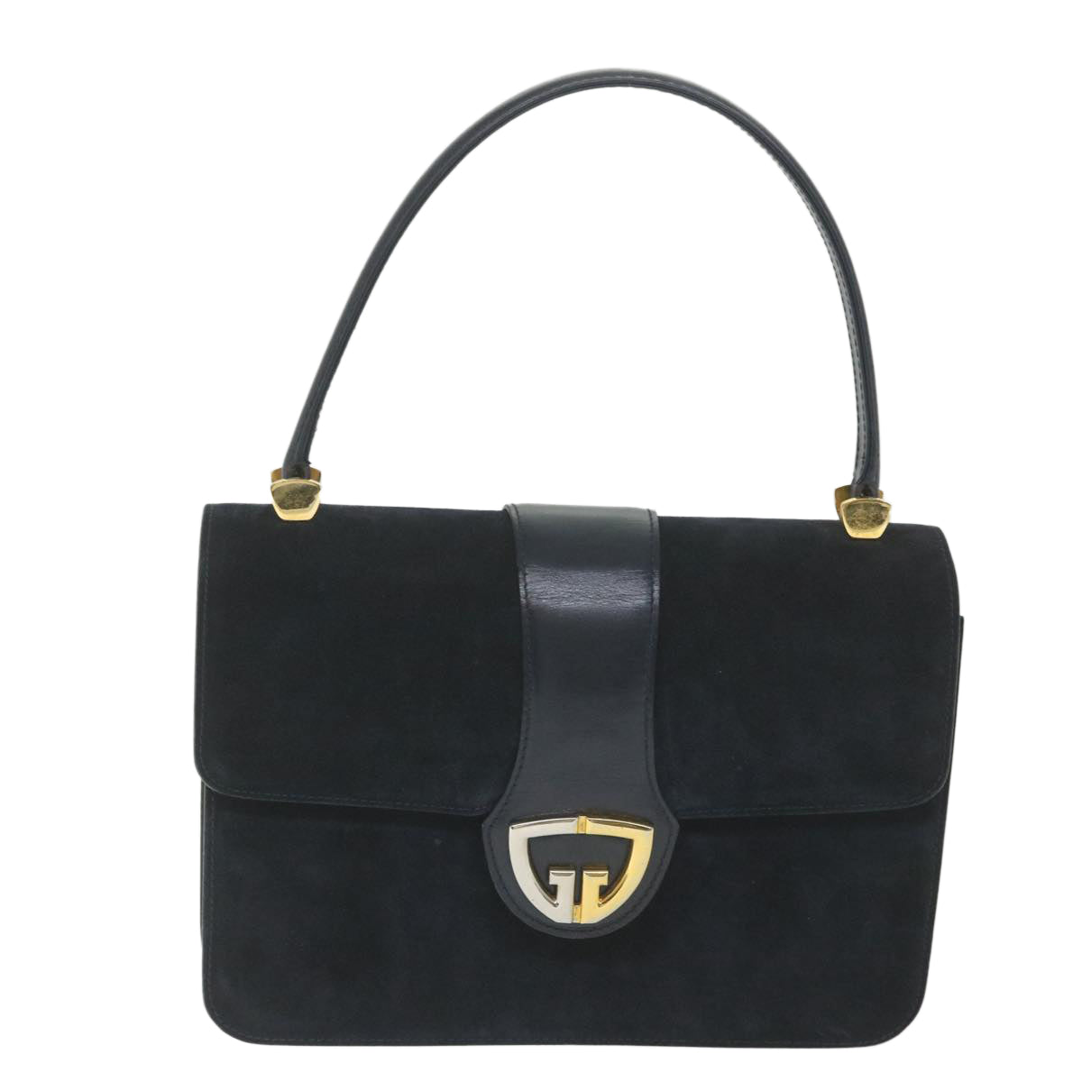 GUCCI Hand Bag Suede Navy ar10880
