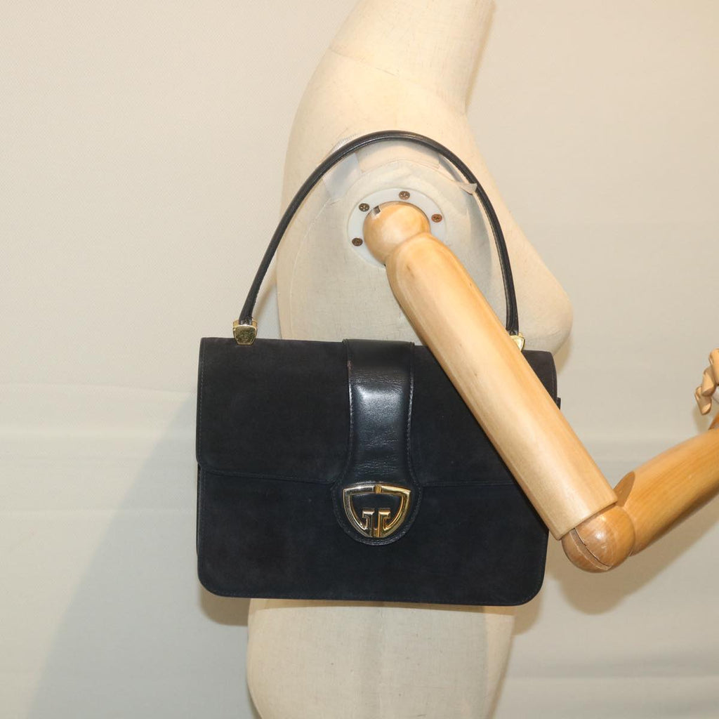 GUCCI Hand Bag Suede Navy ar10880