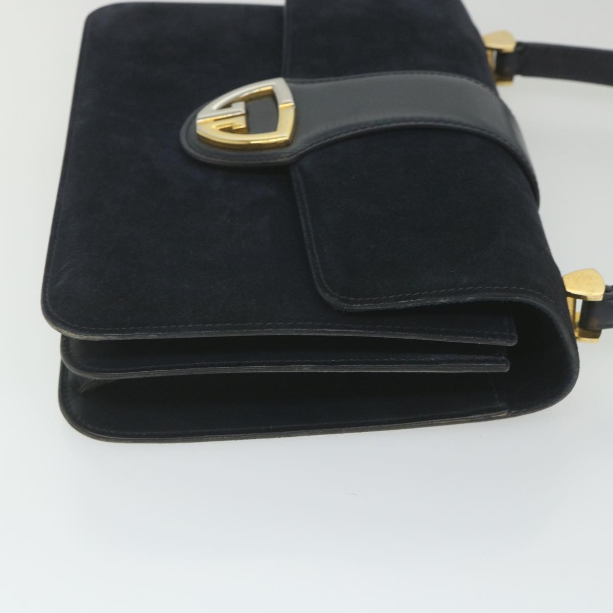 GUCCI Hand Bag Suede Navy ar10880