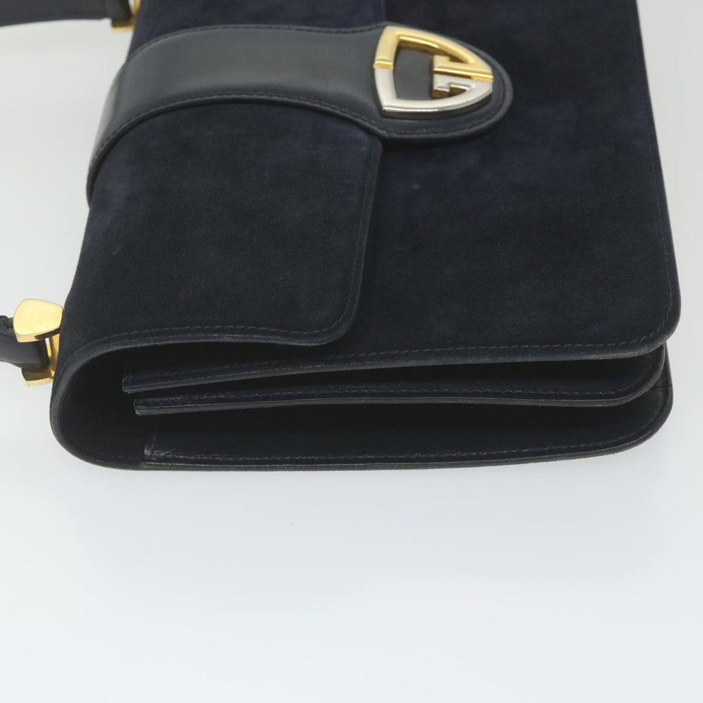 GUCCI Hand Bag Suede Navy ar10880