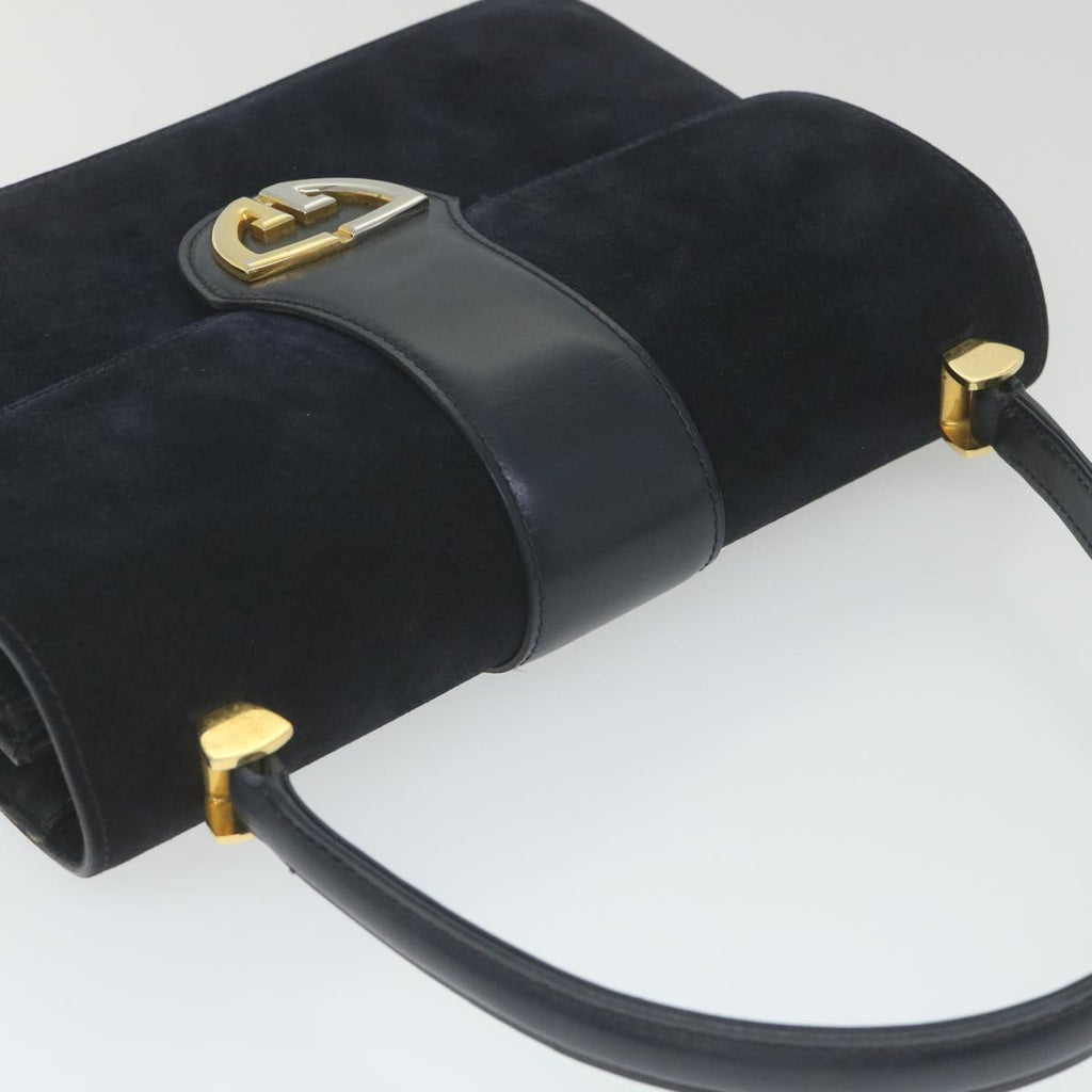 GUCCI Hand Bag Suede Navy ar10880