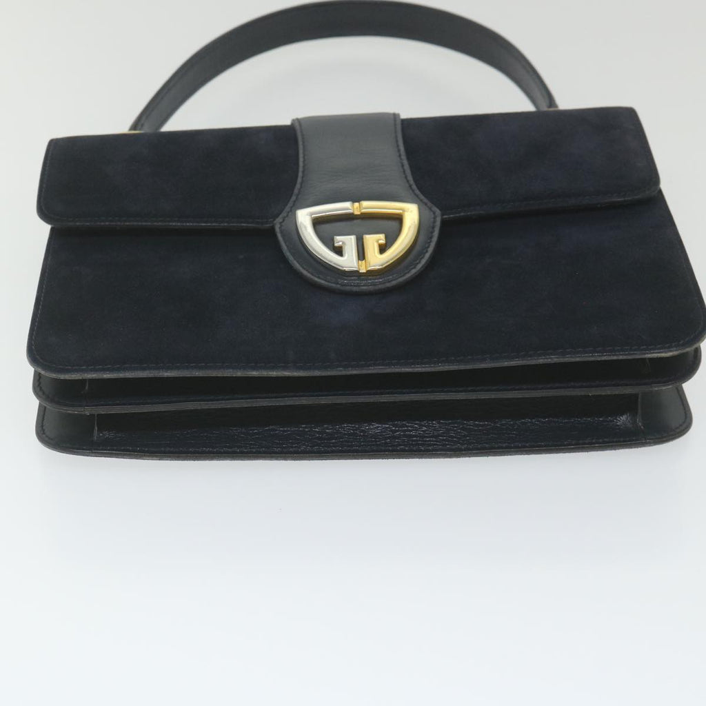 GUCCI Hand Bag Suede Navy ar10880