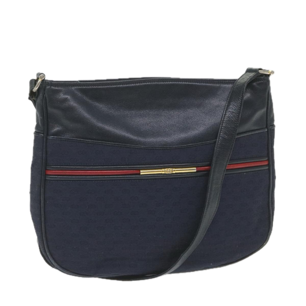 GUCCI Micro GG Canvas Shoulder Bag Navy Red ar10882