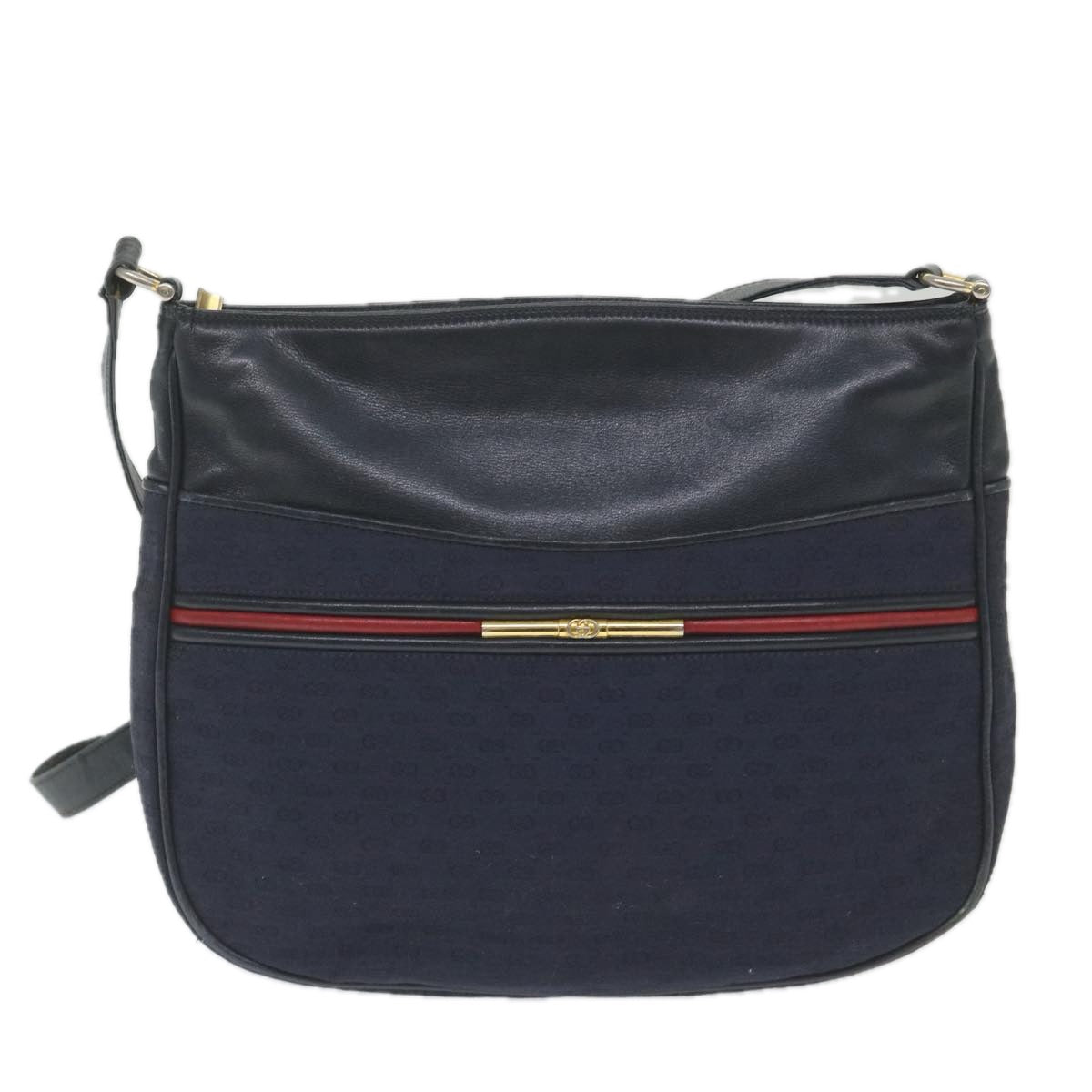 GUCCI Micro GG Canvas Shoulder Bag Navy Red ar10882