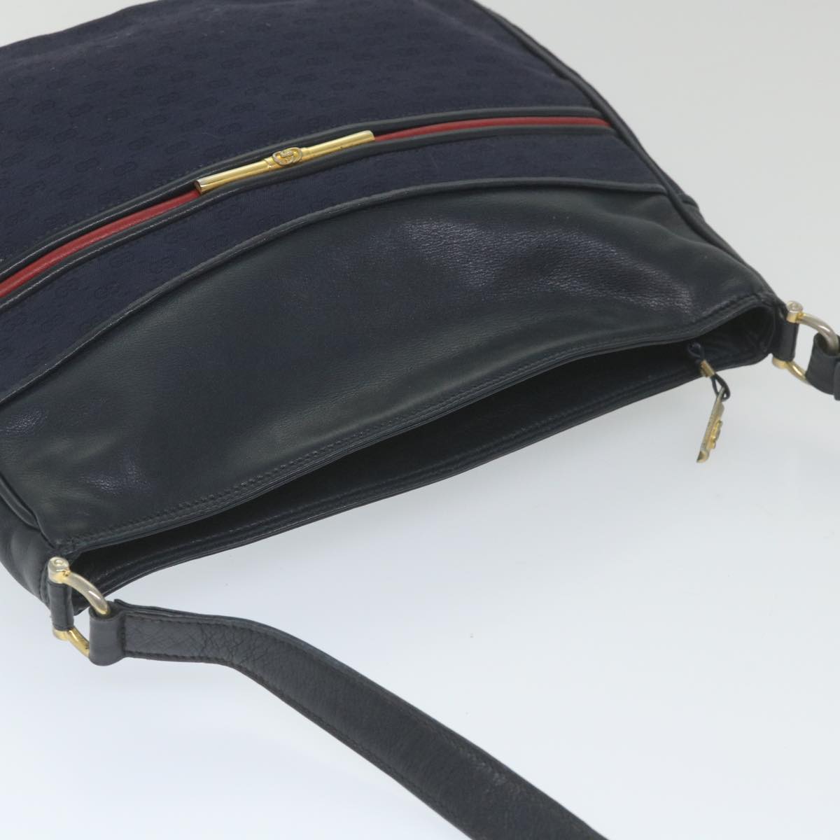 GUCCI Micro GG Canvas Shoulder Bag Navy Red ar10882