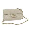 CHANEL Mini Matelasse Turn Lock Shoulder Bag Lamb Skin Beige CC ar10895A