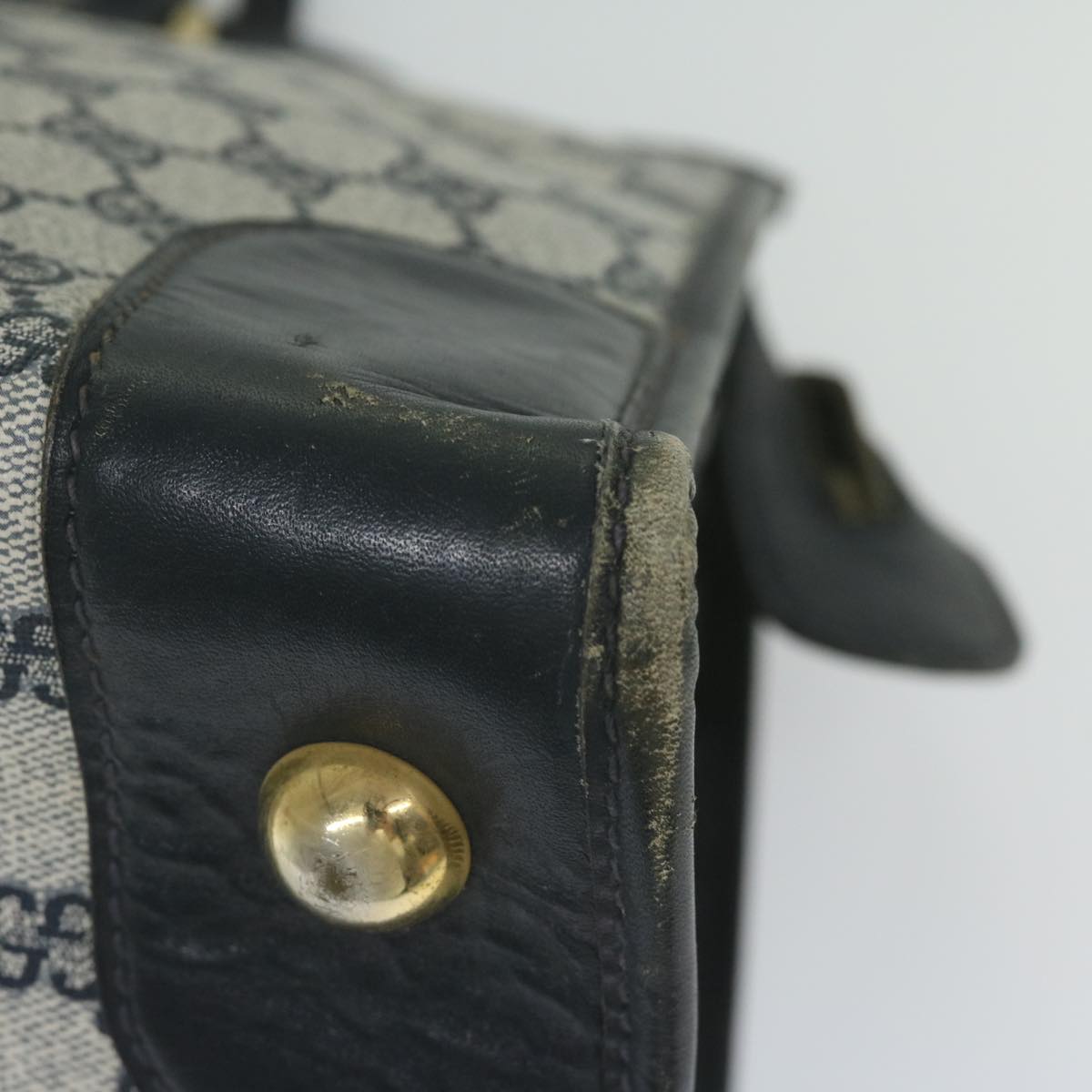 GUCCI GG Supreme Boston Bag PVC Leather Navy ar10943