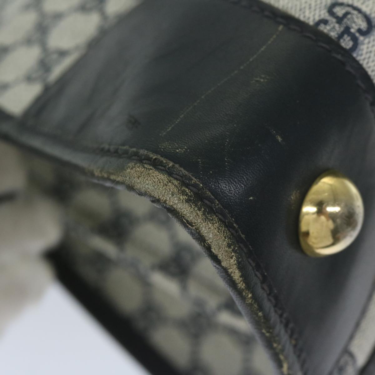 GUCCI GG Supreme Boston Bag PVC Leather Navy ar10943