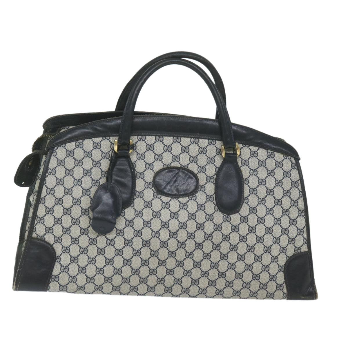 GUCCI GG Supreme Boston Bag PVC Leather Navy ar10943
