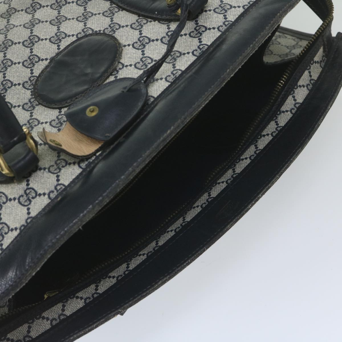 GUCCI GG Supreme Boston Bag PVC Leather Navy ar10943