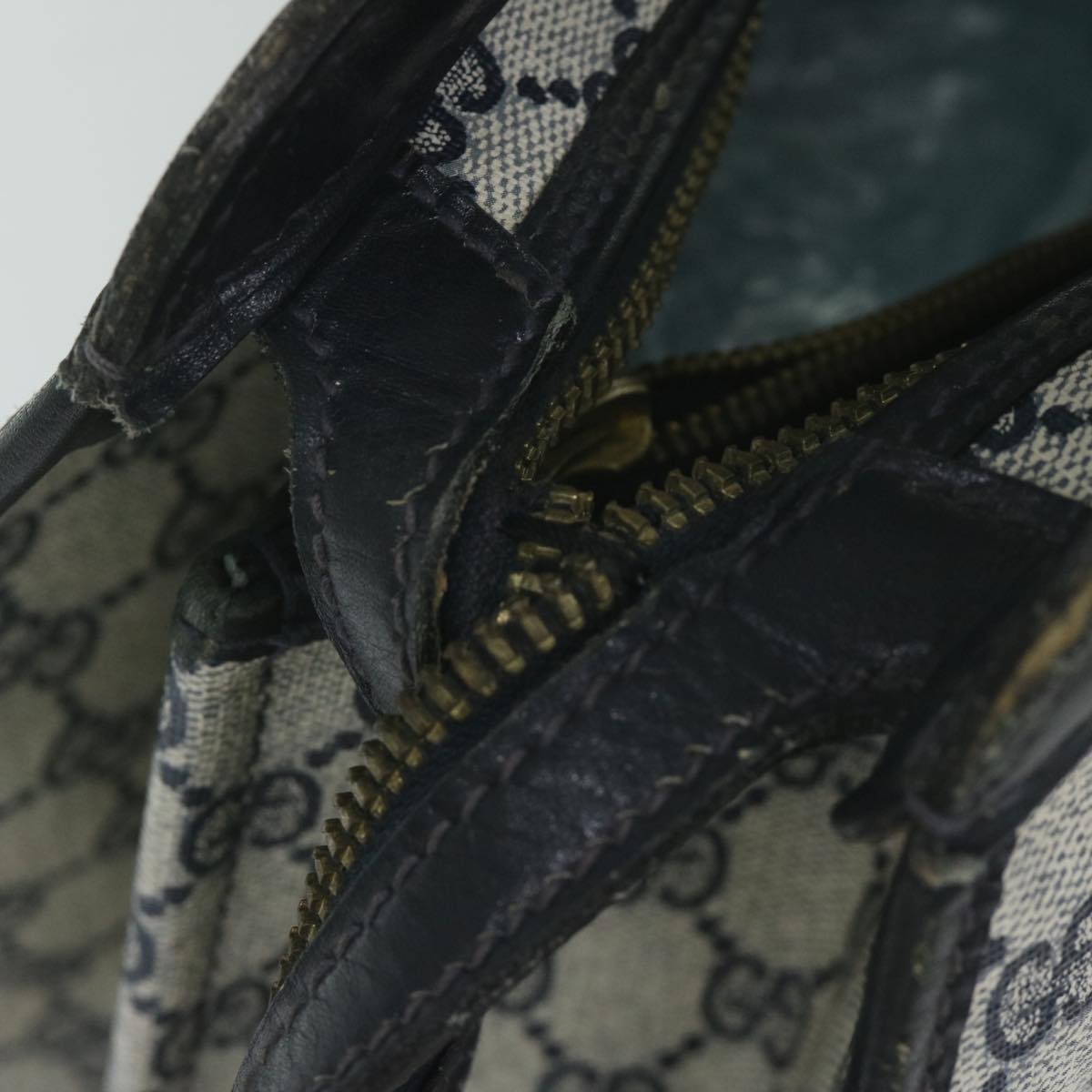 GUCCI GG Supreme Boston Bag PVC Leather Navy ar10943