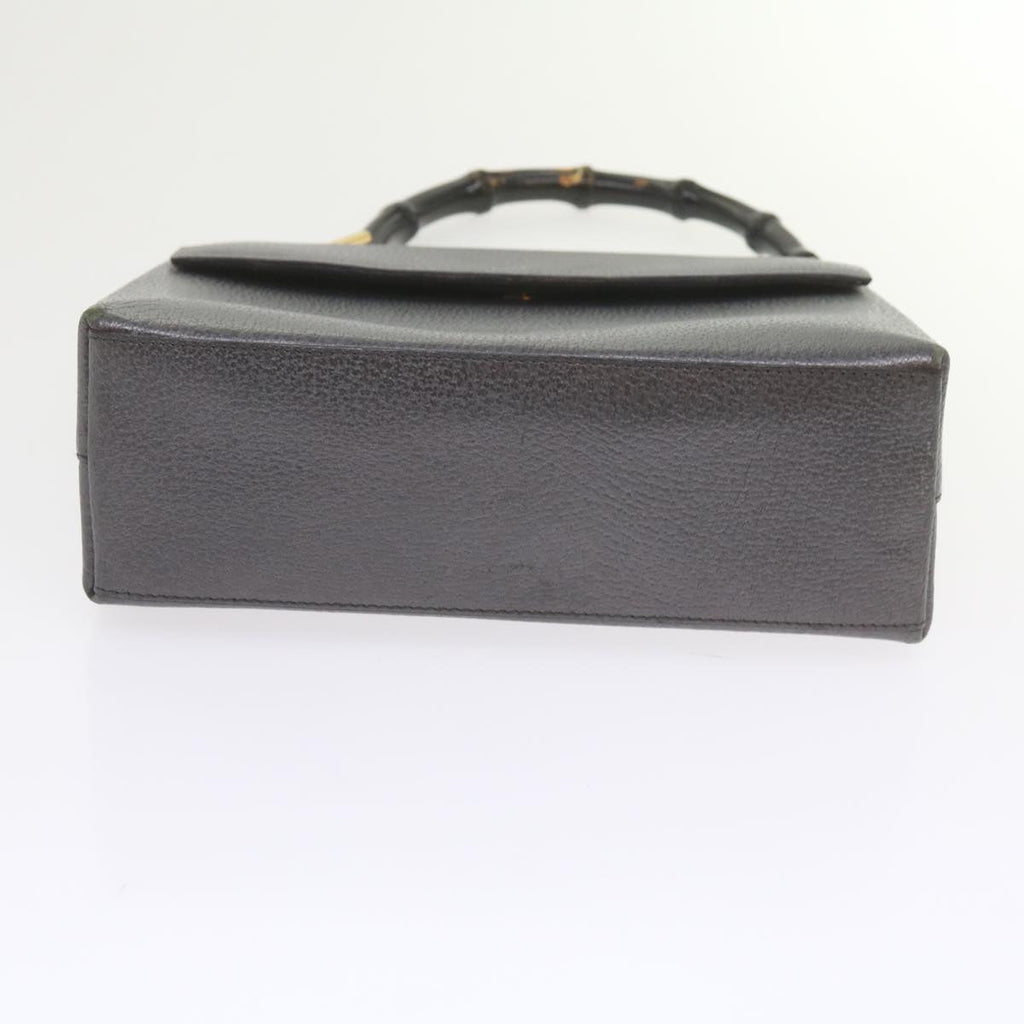 GUCCI Bamboo Hand Bag Leather Gray 001 3444 1887 ar10952B