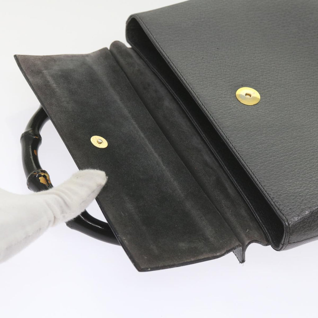 GUCCI Bamboo Hand Bag Leather Gray 001 3444 1887 ar10952B