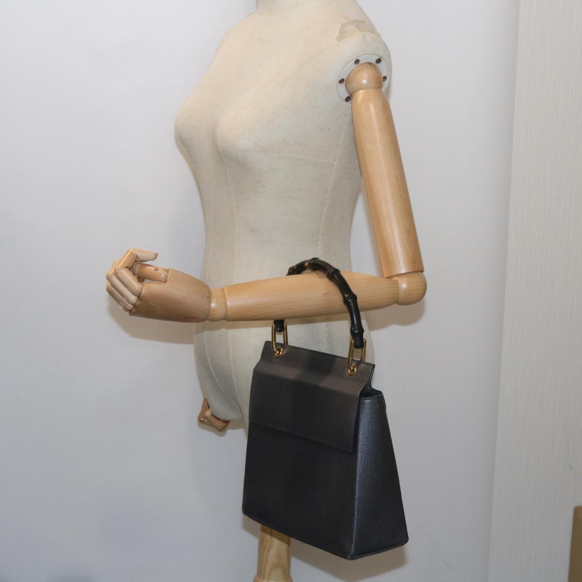 GUCCI Bamboo Hand Bag Leather Gray 001 3444 1887 ar10952B