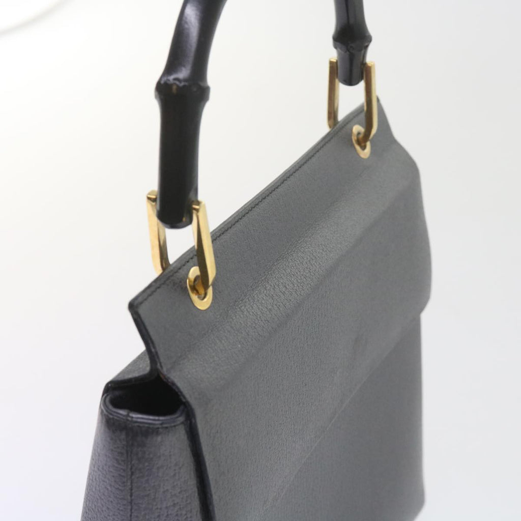 GUCCI Bamboo Hand Bag Leather Gray 001 3444 1887 ar10952B