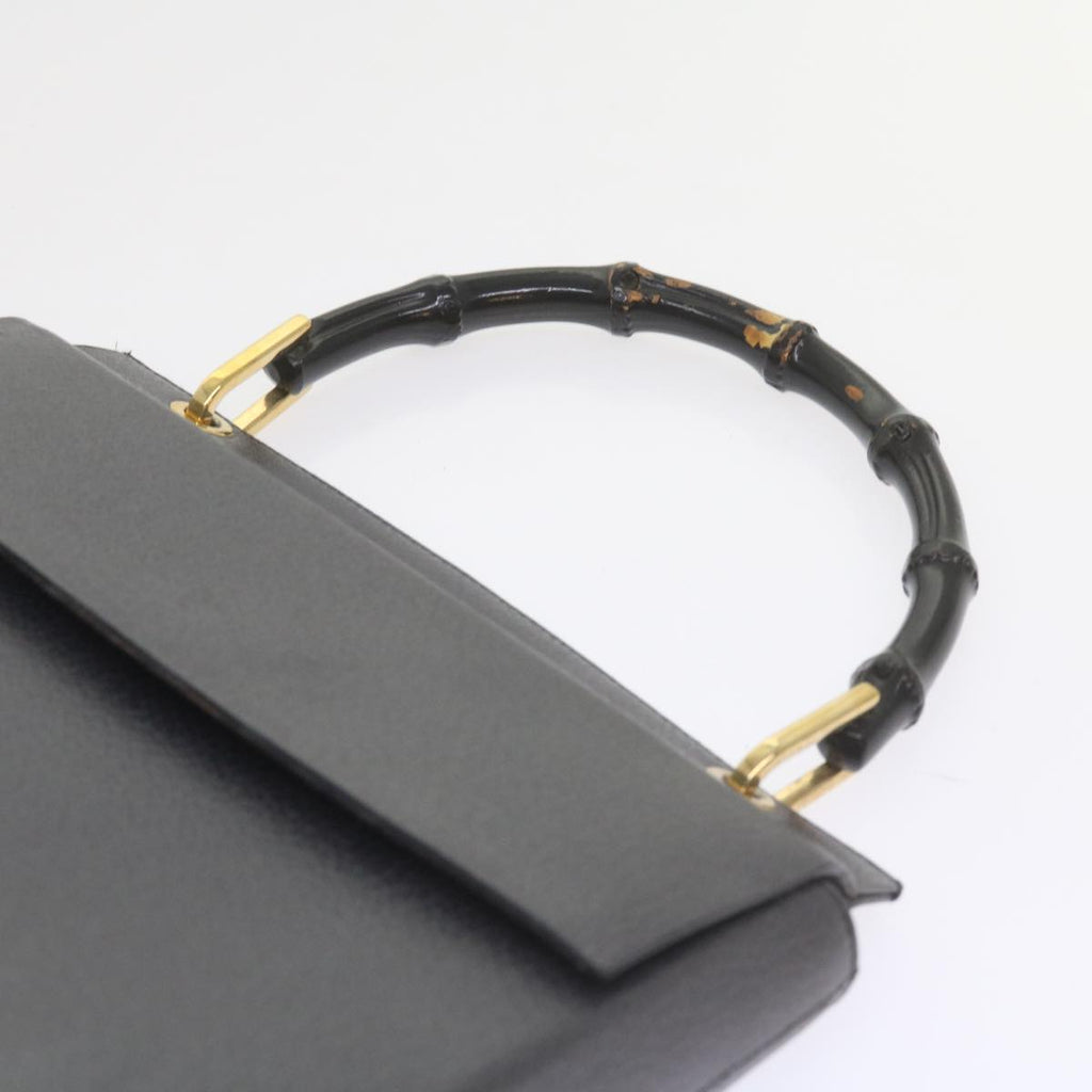 GUCCI Bamboo Hand Bag Leather Gray 001 3444 1887 ar10952B