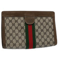 GUCCI GG Supreme Web Sherry Line Clutch Bag Beige Red 001.014.2125 ar10999
