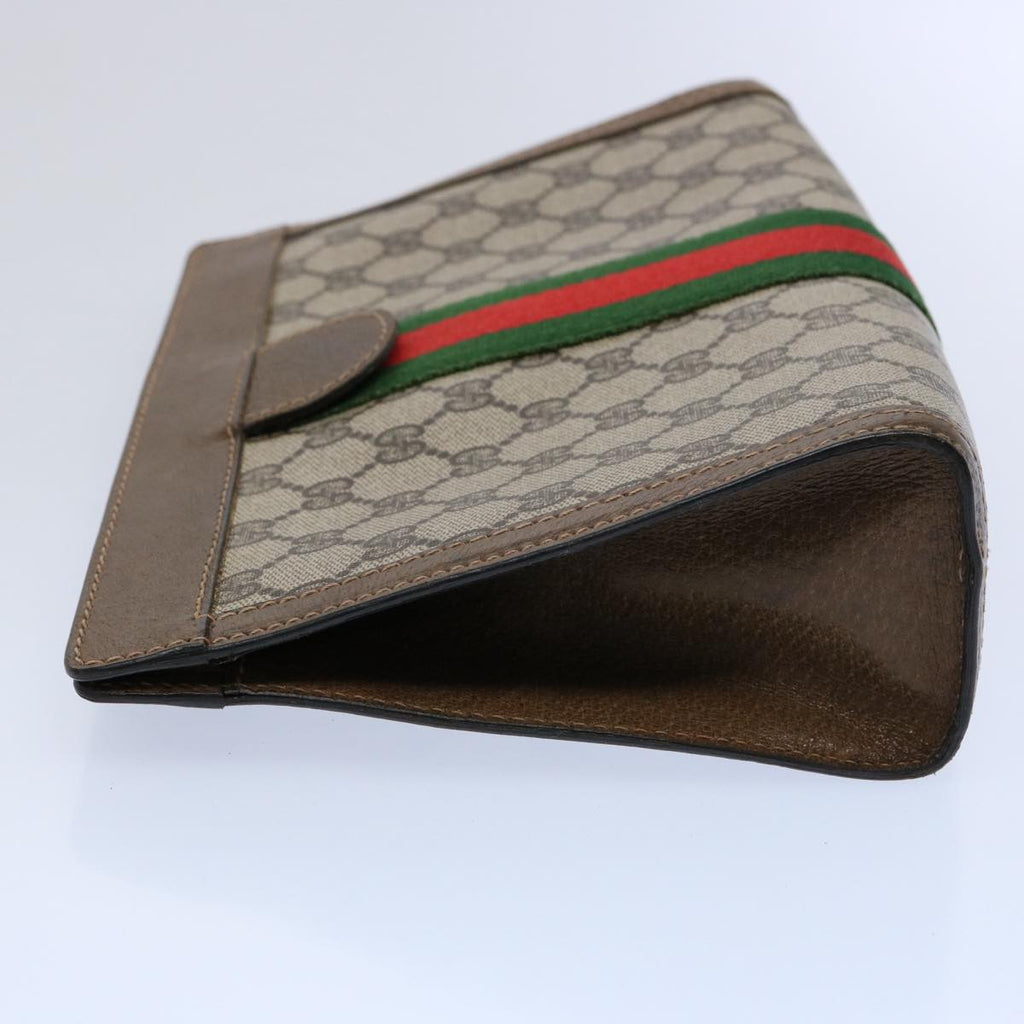 GUCCI GG Supreme Web Sherry Line Clutch Bag Beige Red 001.014.2125 ar10999