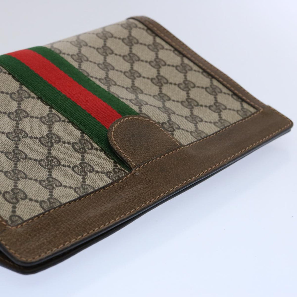 GUCCI GG Supreme Web Sherry Line Clutch Bag Beige Red 001.014.2125 ar10999