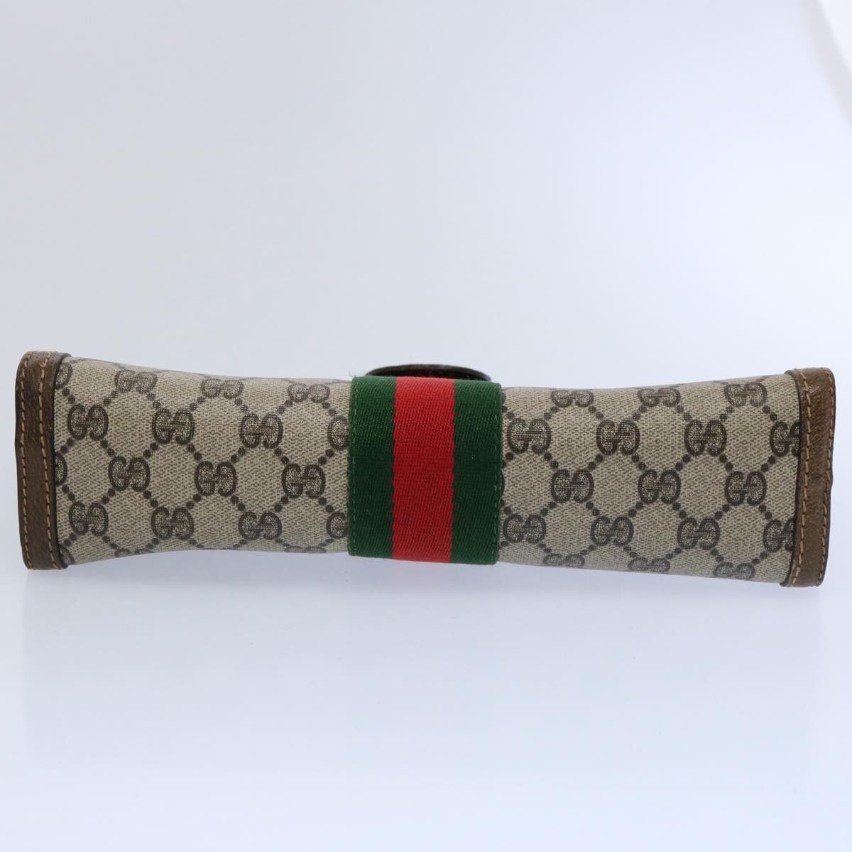 GUCCI GG Supreme Web Sherry Line Clutch Bag Beige Red 001.014.2125 ar10999