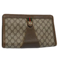 GUCCI GG Supreme Web Sherry Line Clutch Bag Beige Red 89 01 033 ar11009