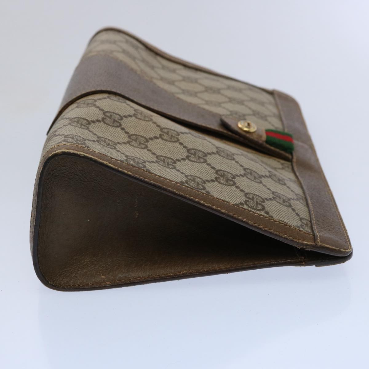 GUCCI GG Supreme Web Sherry Line Clutch Bag Beige Red 89 01 033 ar11009