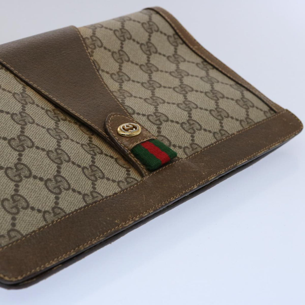 GUCCI GG Supreme Web Sherry Line Clutch Bag Beige Red 89 01 033 ar11009