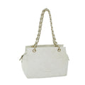 CHANEL Matelasse Chain Shoulder Bag Caviar Skin White CC ar11502