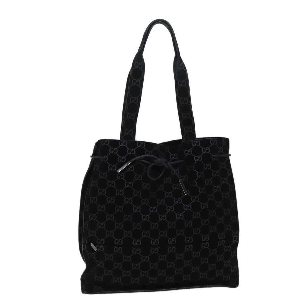 GUCCI GG Canvas Tote Bag Suede Black ar11680
