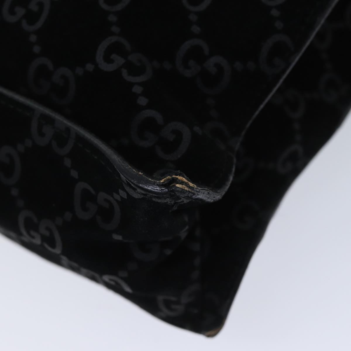 GUCCI GG Canvas Tote Bag Suede Black ar11680