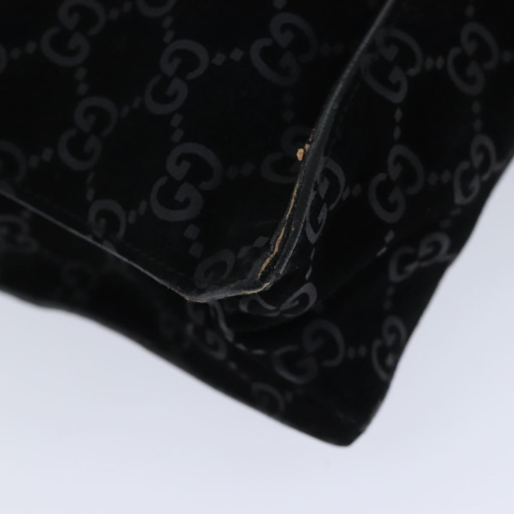 GUCCI GG Canvas Tote Bag Suede Black ar11680