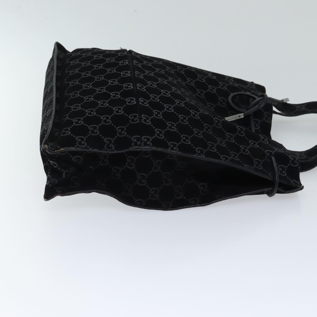 GUCCI GG Canvas Tote Bag Suede Black ar11680