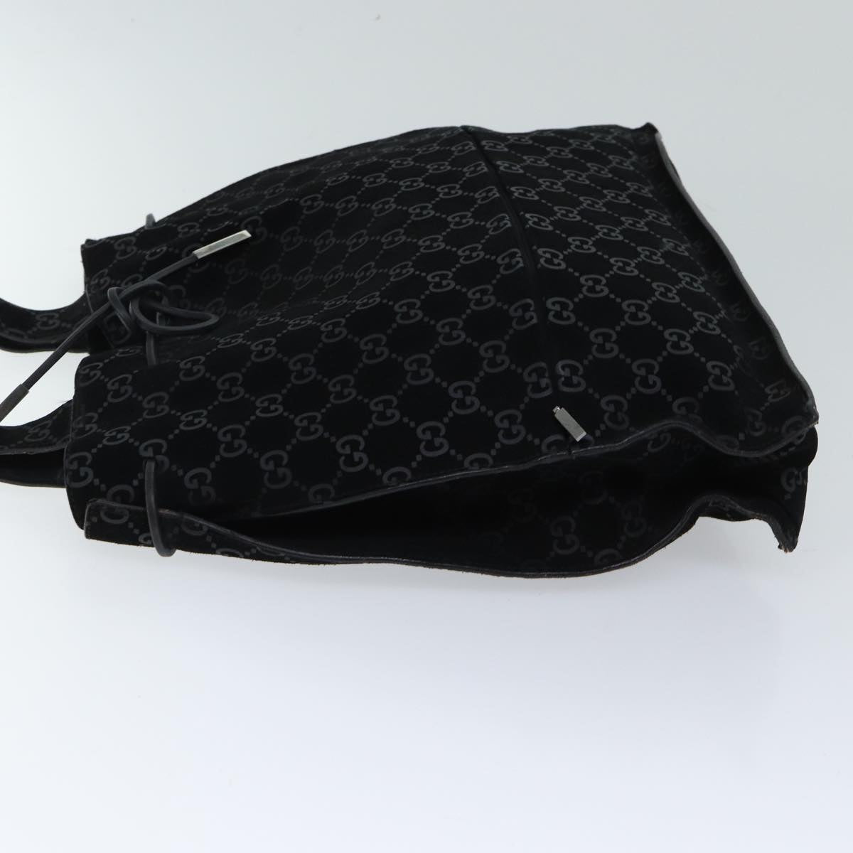 GUCCI GG Canvas Tote Bag Suede Black ar11680