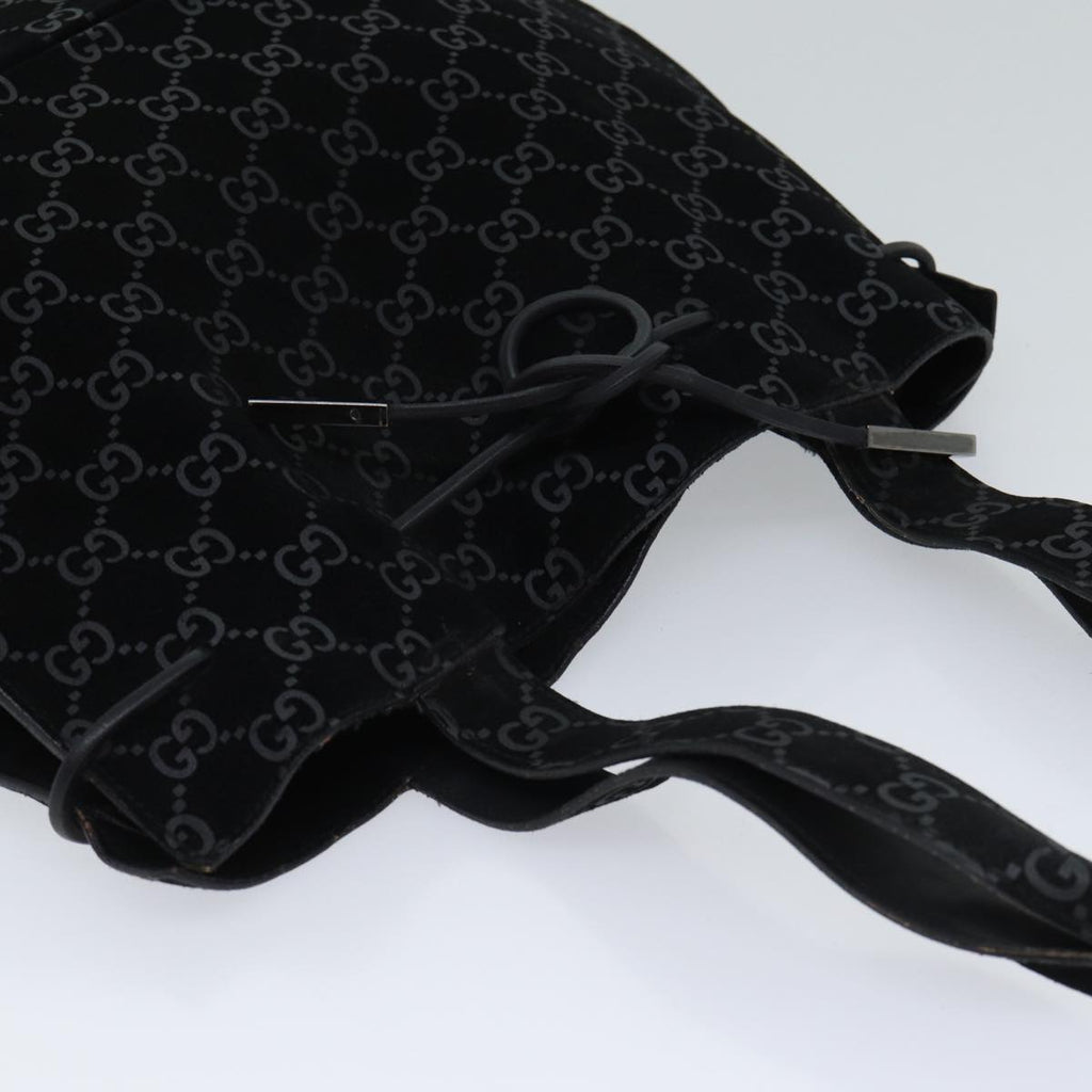 GUCCI GG Canvas Tote Bag Suede Black ar11680